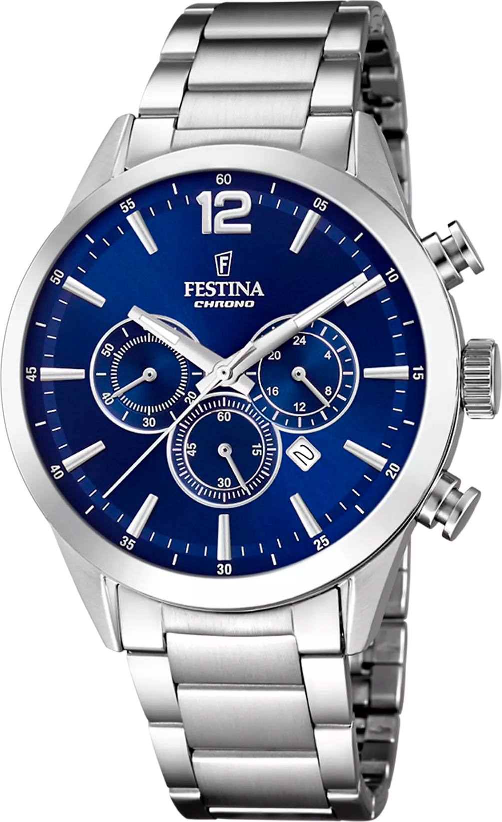 Montre Homme Festina F20343/7 Acier Argenté et Cadran Bleu Multifonctions