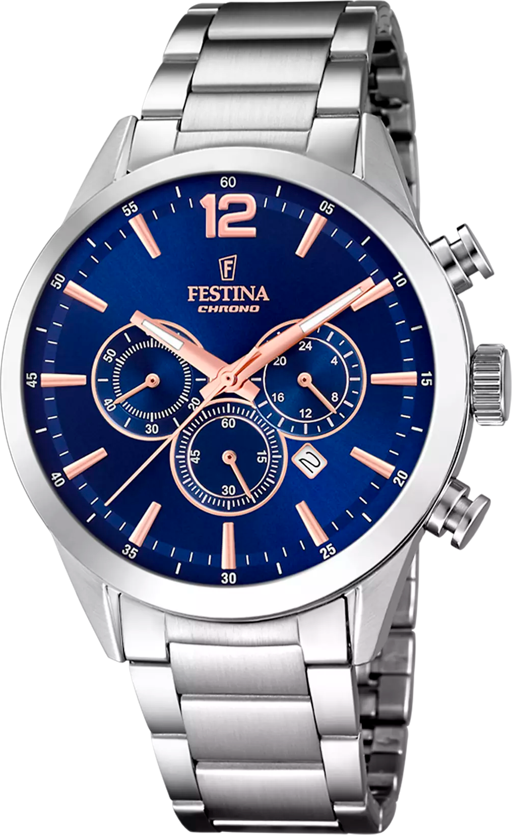 Montre Homme Festina F20343/9 Acier Argenté et Cadran Bleu
