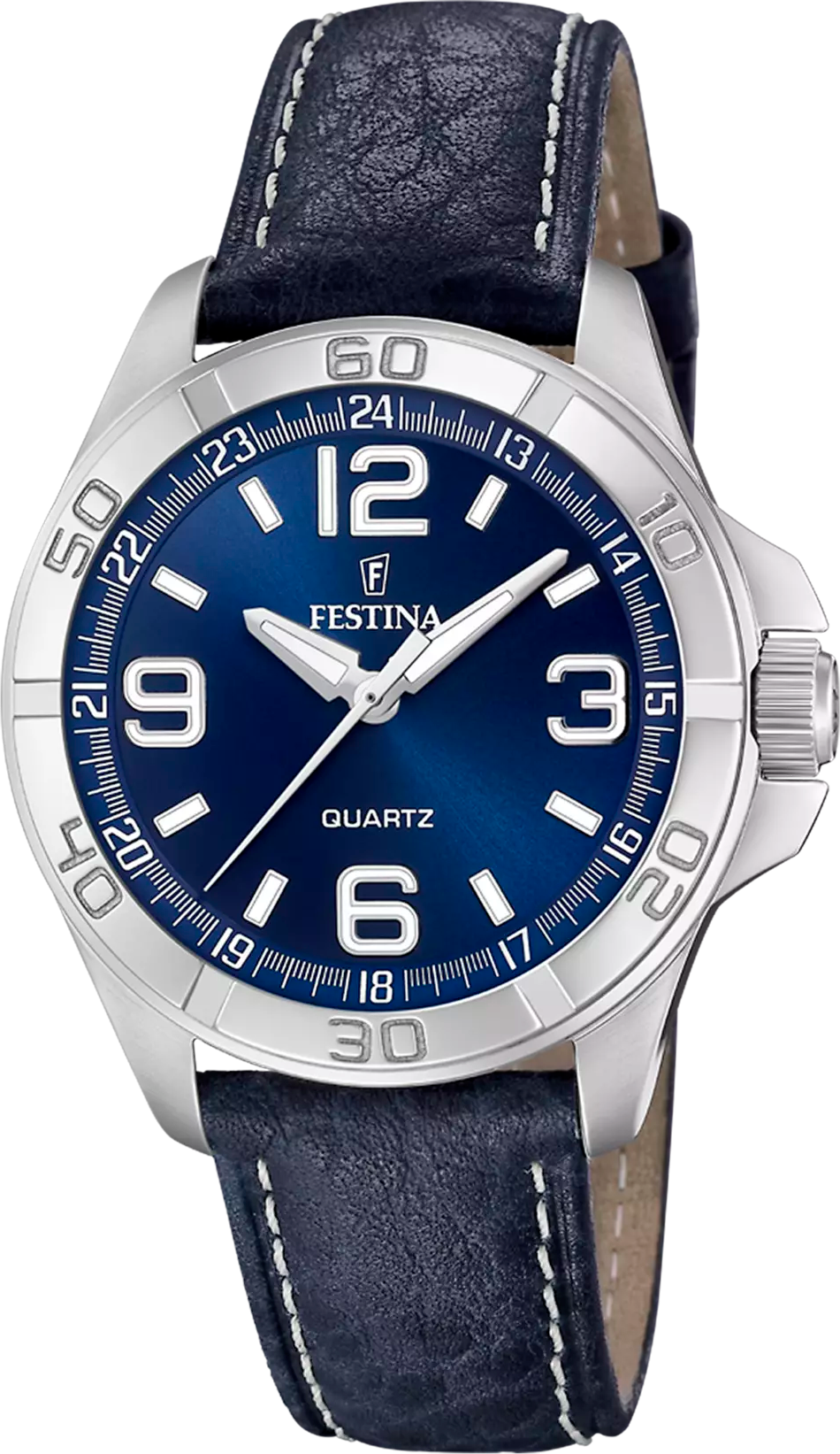 Montre Homme Festina F20444/2 Bracelet Cuir Bleu et Boîtier Acier