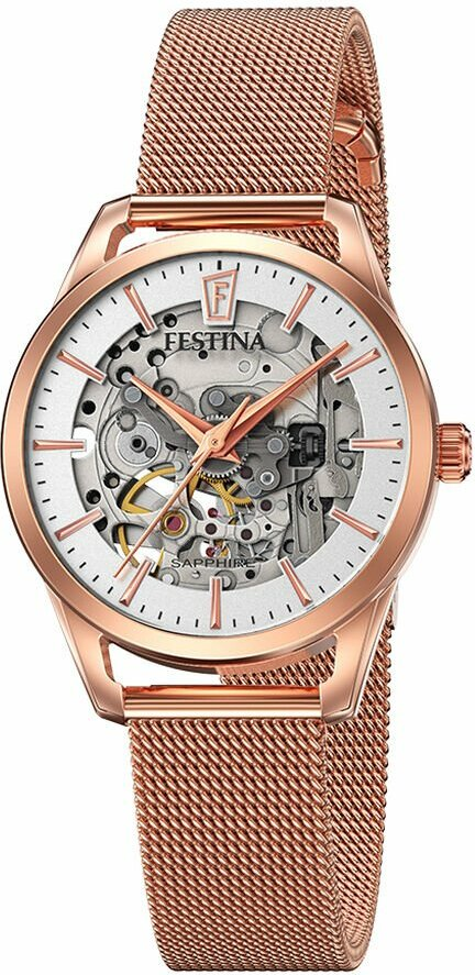 Montre Festina F20539/1 Skeleton Automatic en Acier Rose Gold