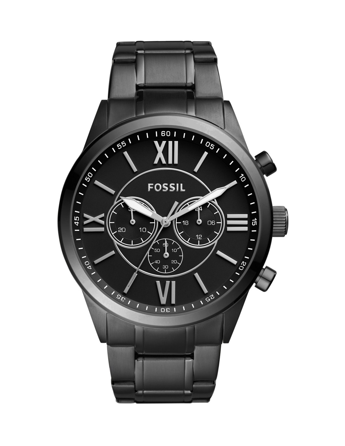 Montre Fossil BQ1127IE Flynn en Acier Noir et Bracelet Cuir