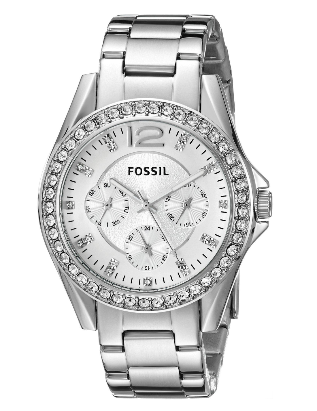 Montre Fossil ES3202 en acier argenté avec cadran orné de cristaux