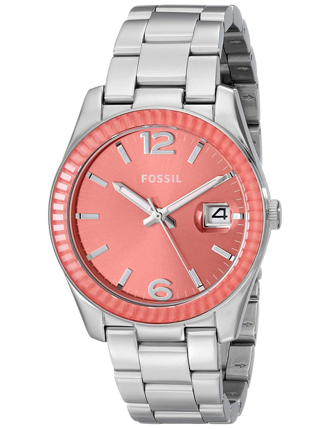 Montre Femme Fossil ES3729 Rose à Lunette Crantée