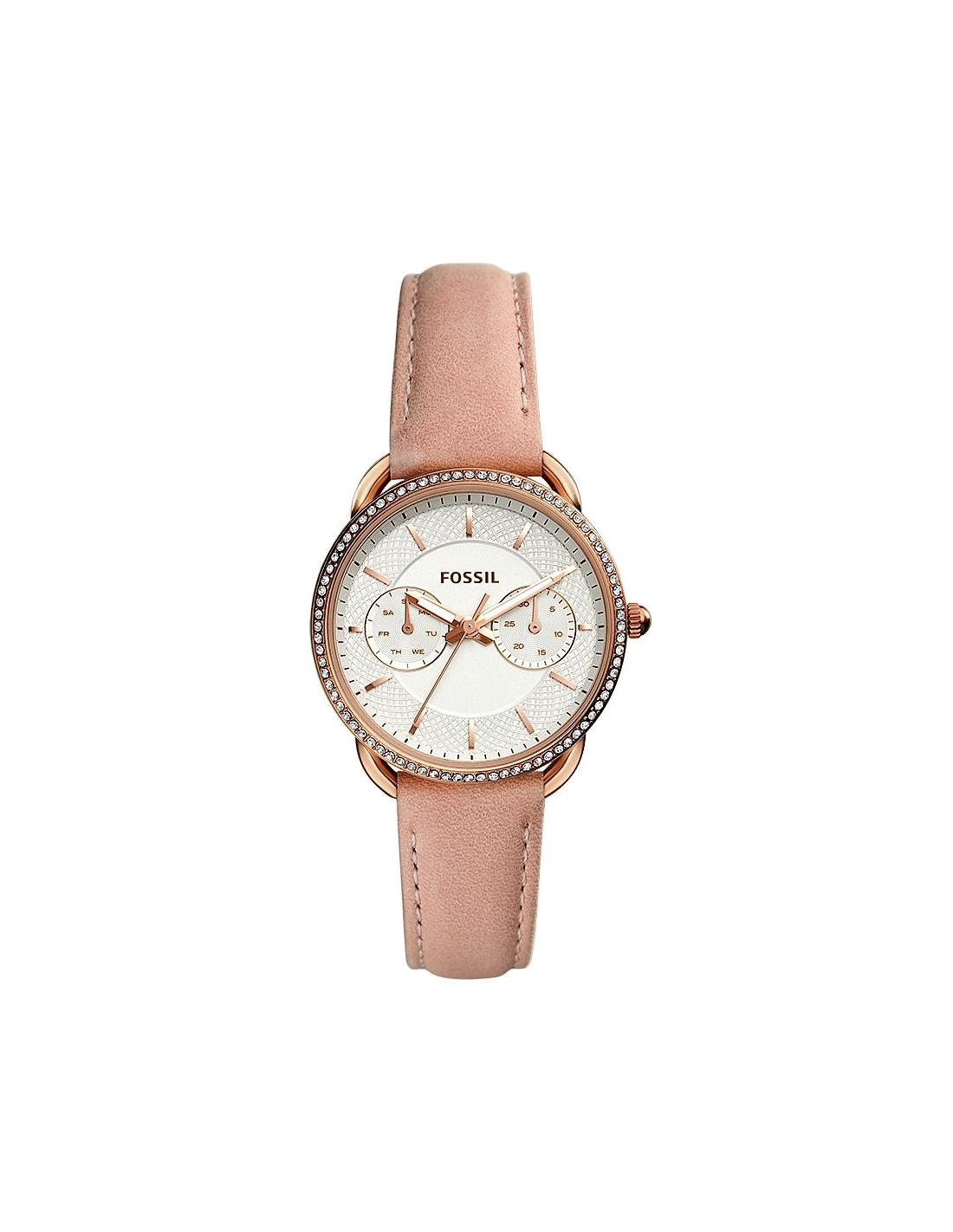 Montre Femme Fossil Tailor ES4393 Cadran orné de brillants bracelet en cuir rose