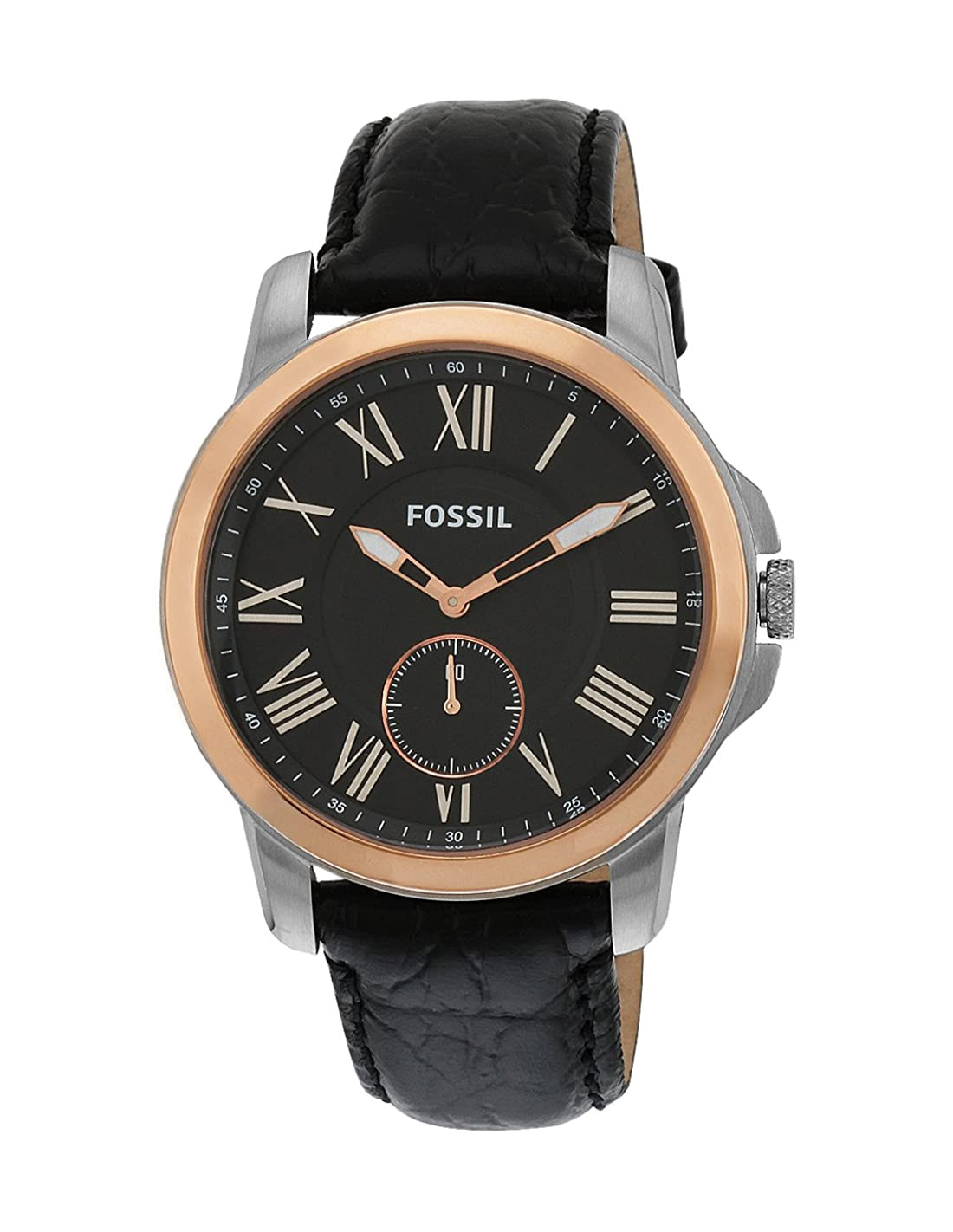 Montre Homme Fossil Grant FS4943 Bracelet Cuir Glacé Noir