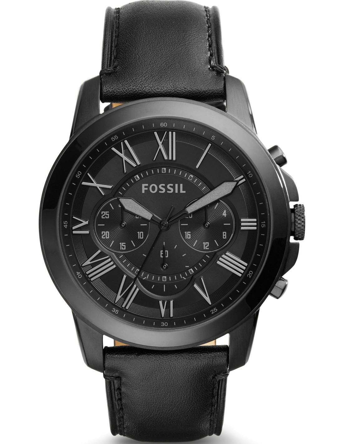 Montre Fossil FS5132 Chronographe Gant bracelet en cuir noir
