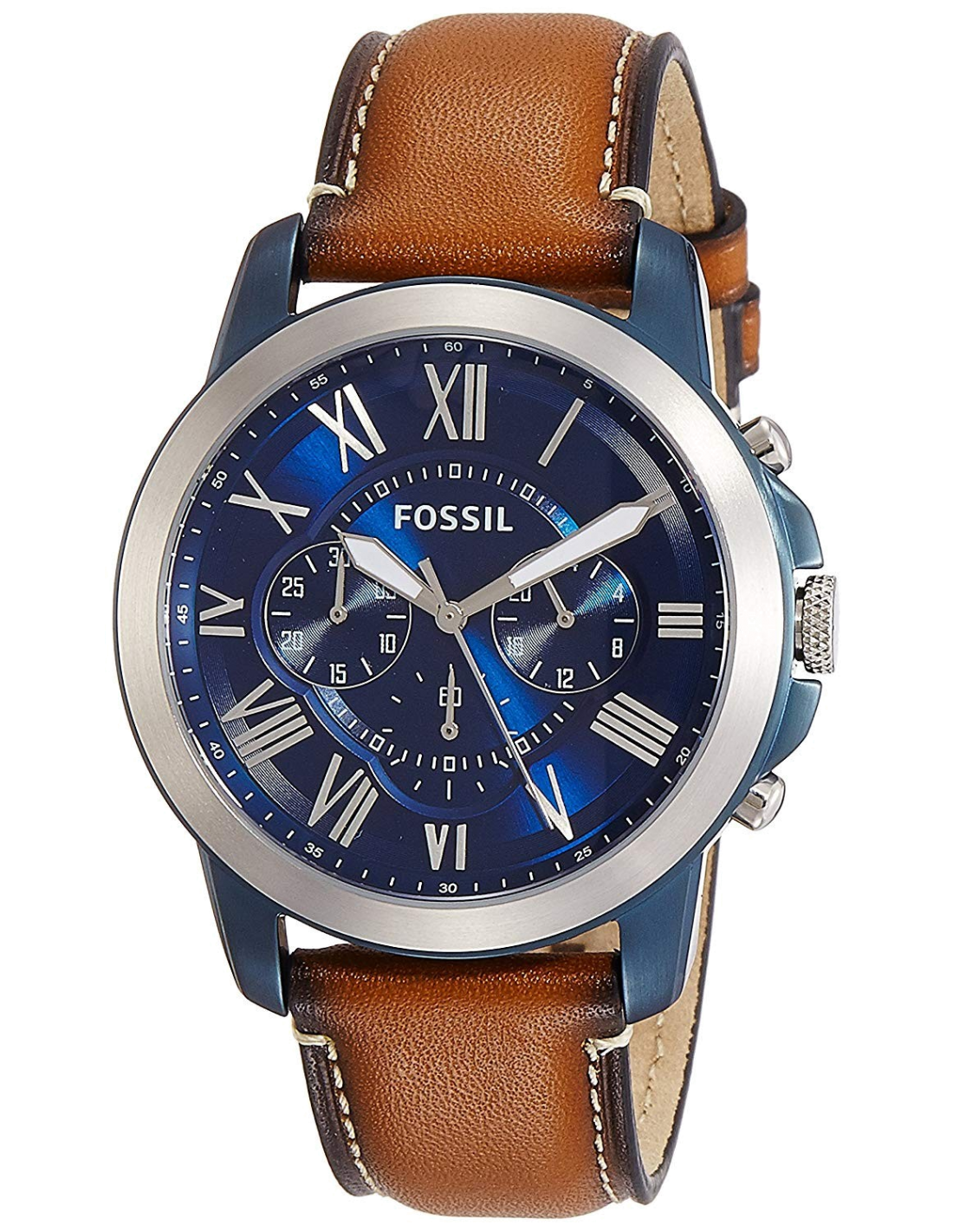 Montre Homme Fossil Grant FS5151 bracelet cuir marron
