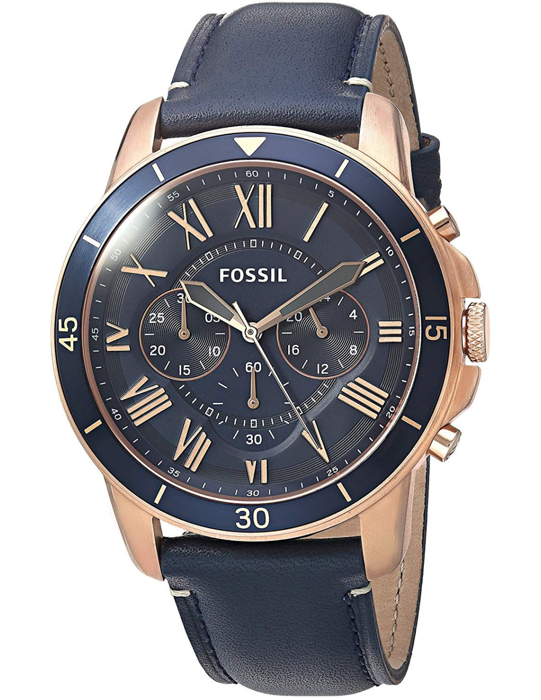 Montre Fossil FS5237 Chronographe avec Bracelet en Cuir Bleu
