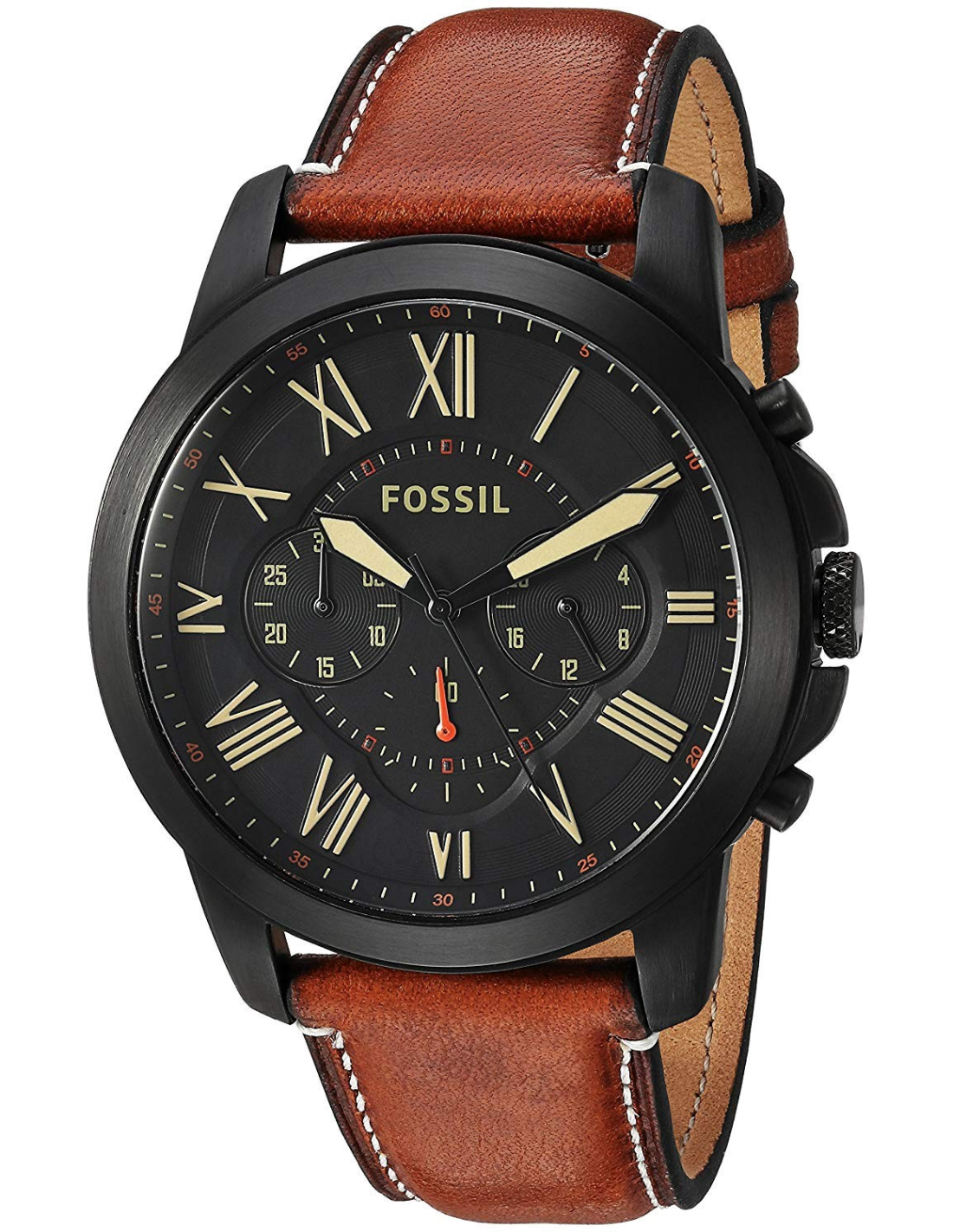 Montre Homme Fossil Grant FS5241 bracelet cuir marron