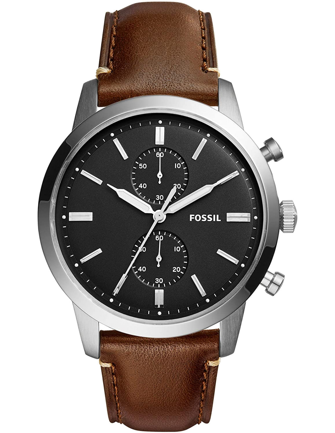 Montre Homme Fossil FS5280 Townsman Bracelet Cuir Brun Acier