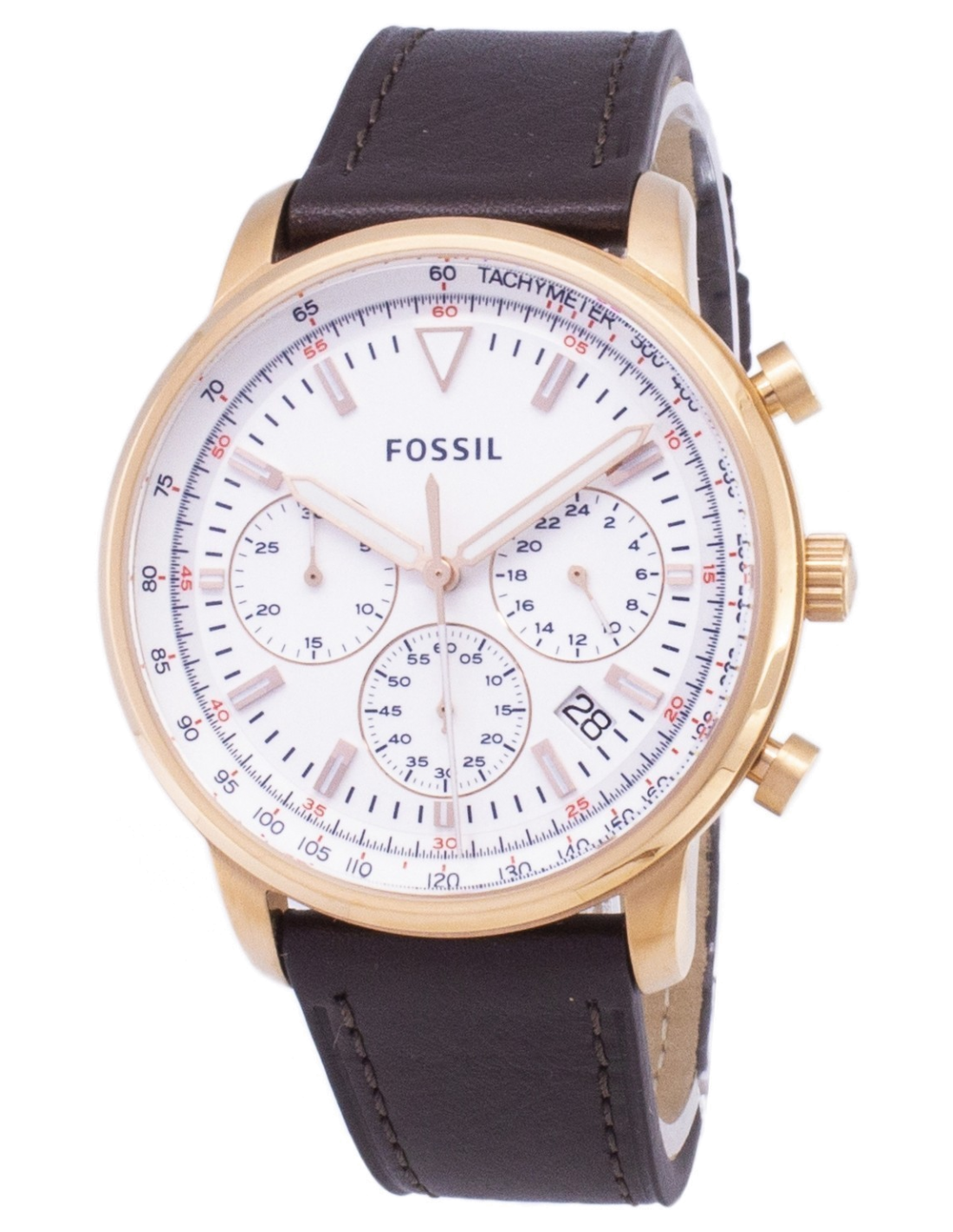 Montre Fossil FS5415 Goodwin Chronographe Cadran Noir et Cuir Marron