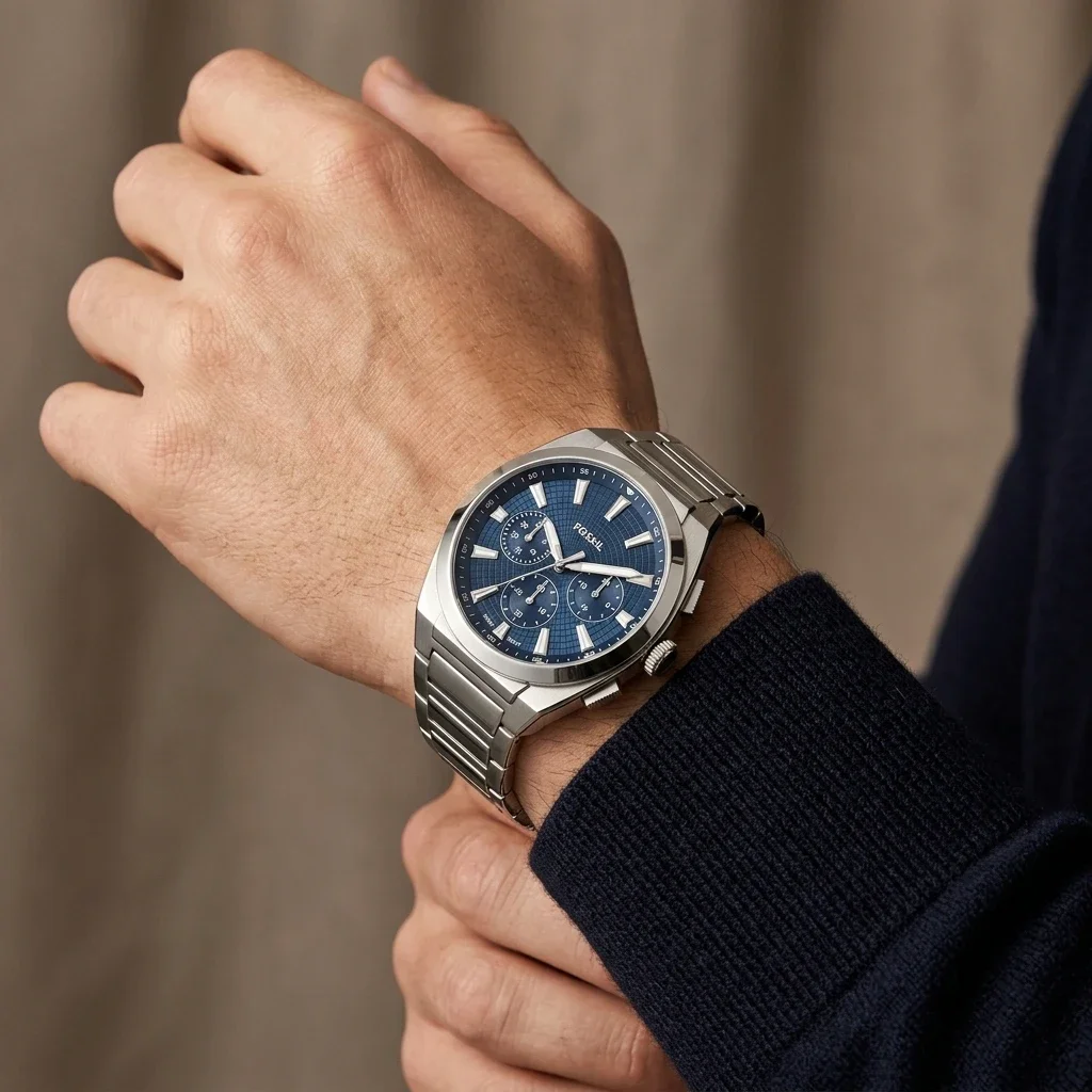 Fossil Everett FS6104 Blue Dial Chronograph Men's Watch | Montres