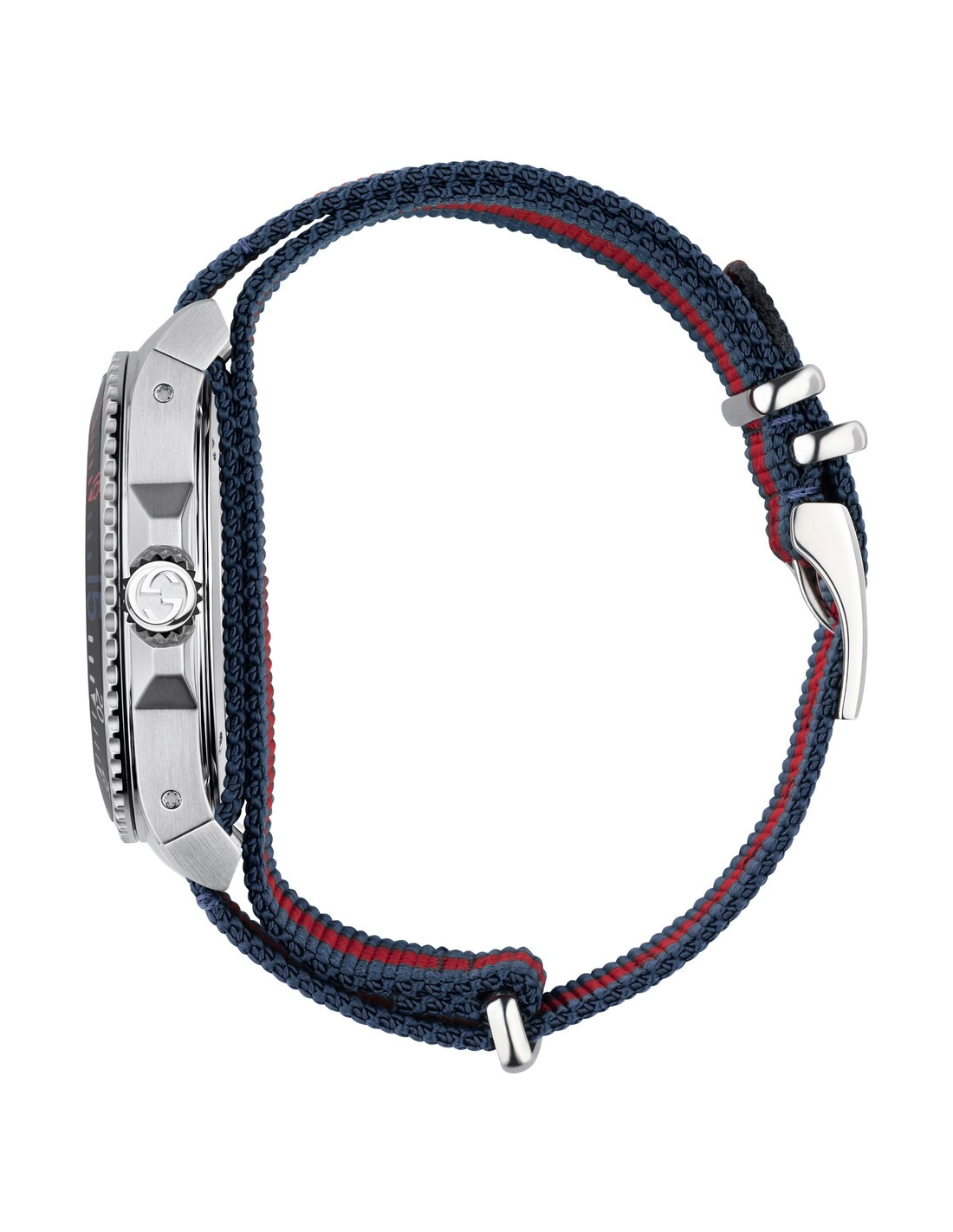 Montre Homme Gucci YA136210 Dive Acier et Nylon Bleu Rouge vue 3