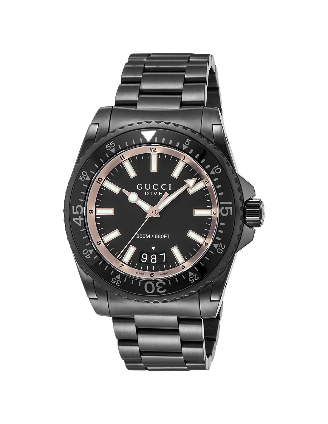 Gucci Dive YA136213 - Montre de plongée homme, boîtier et bracelet acier noir