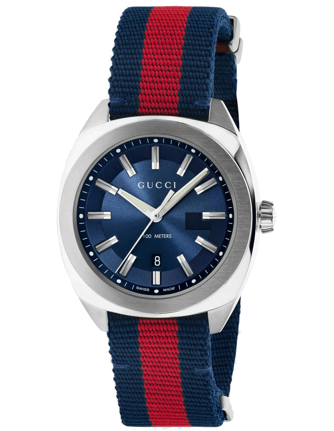 Montre Homme Gucci YA142304 Quartz, Cadran Bleu, Bracelet Nylon Bicolore