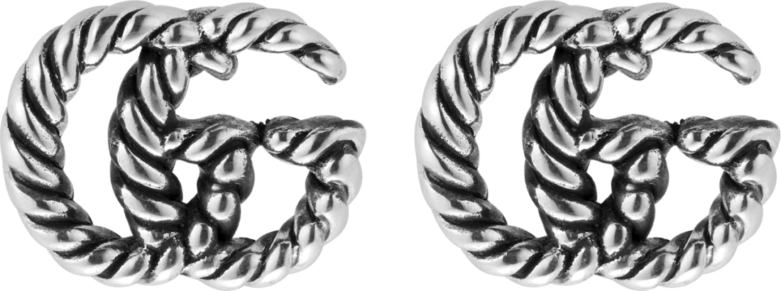 Boucles d'oreille Gucci à tige avec logo GG Marmont en argent 925 vielli