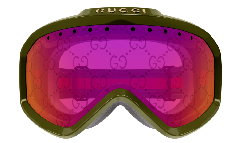 Masque de ski Gucci GG1210S vert mat avec inscription Gucci vue 2