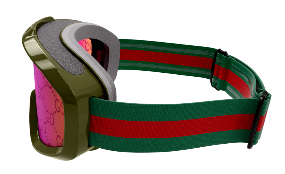 Masque de ski Gucci GG1210S vert mat avec inscription Gucci vue 3
