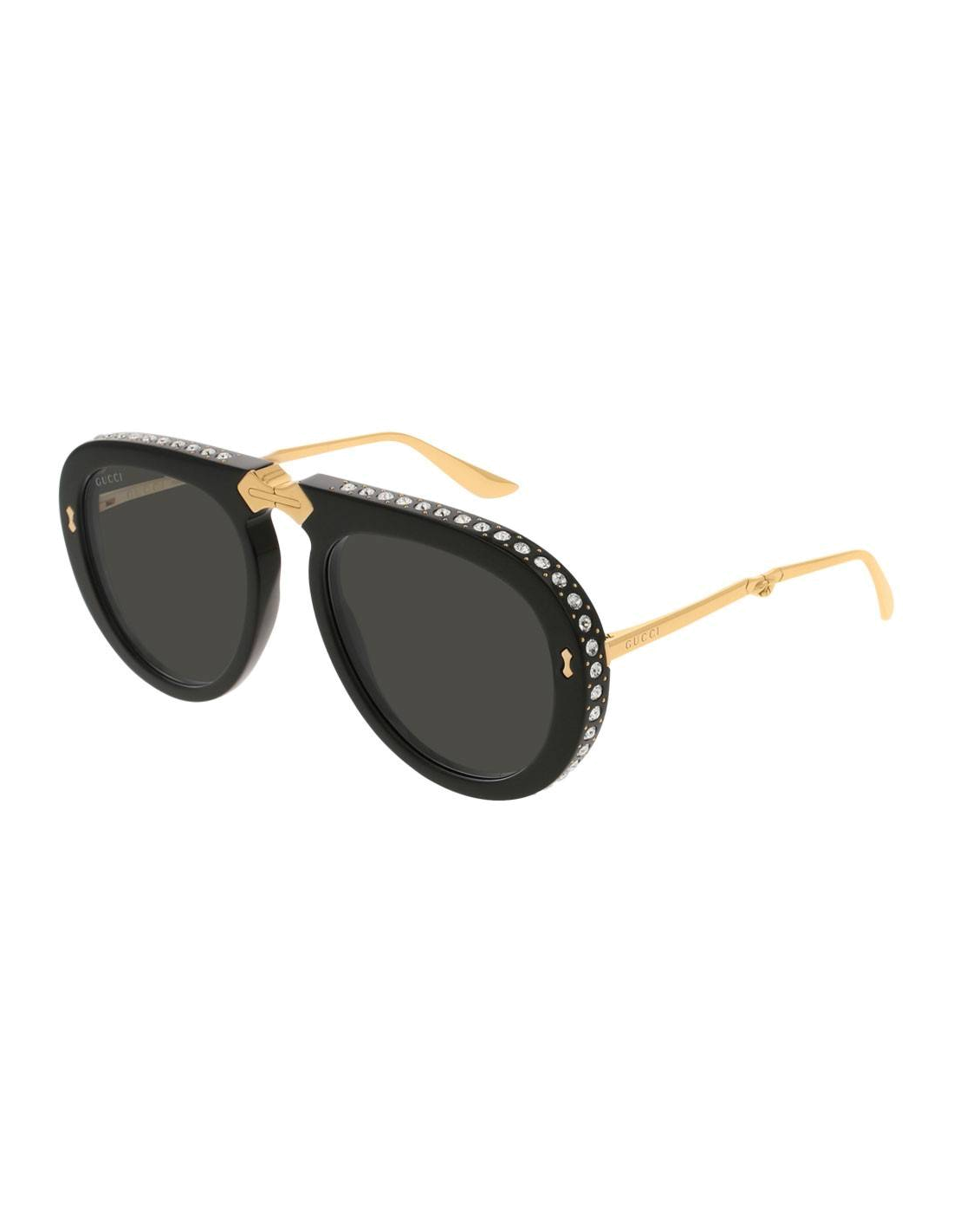 Lunettes de soleil Gucci GG0307S 001 Noir Femme à monture pilote ornée de brillants