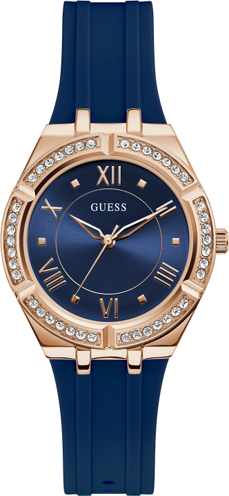Montre Femme Guess Cosmo GW0034L4 Silicone Bleu et Or Rose