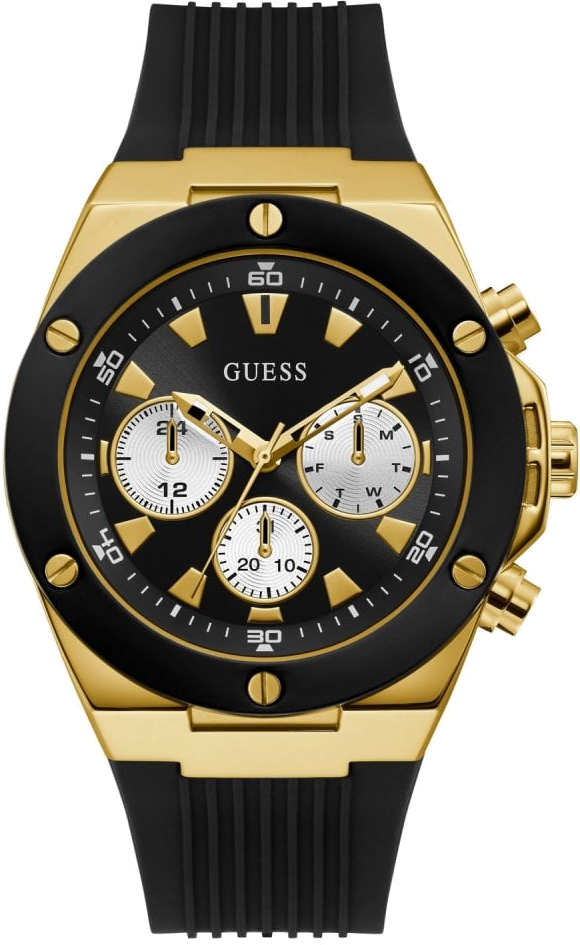 Montre Homme Guess Poseidon GW0057G1 bracelet silicone noir cadran noir multifonction