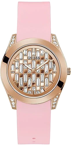 Montre Femme Guess GW0109L2 bracelet silicone rose boitier or rose