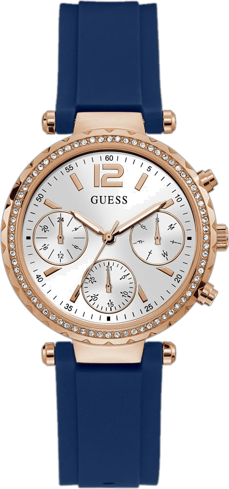 Montre Femme Guess Solstice GW0113L3 Silicone Bleu et Or Rose