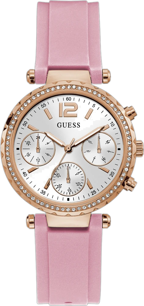 Montre Femme Guess Solstice GW0113L4 Silicone Rose et Or Rose