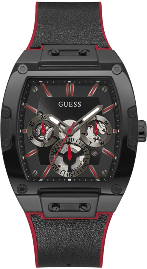 Montre Guess Phoenix GW0202G7 bracelet silicone noir et rouge
