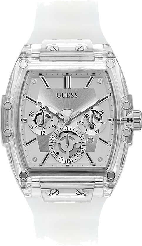 Montre Homme Guess Silver Tone 47mm Case GW0203G1 Cadran argenté multifonction