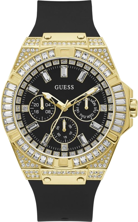 Montre Homme Guess Zeus GW0208G2 bracelet silicone noir boitier doré