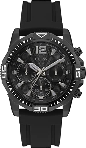 Montre Homme Guess GW0211G3 bracelet silicone noir cadran noir multifonction