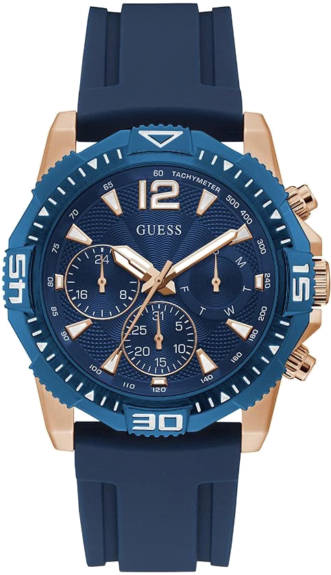 Montre Homme Guess GW0211G4 Cadran bleu bracelet en silicone bleu multifonction