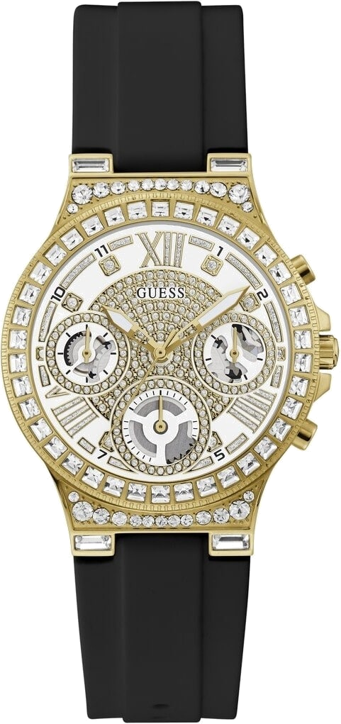 Montre Femme Guess Moonlight GW0257L1 bracelet silicone noir cadran multifonction