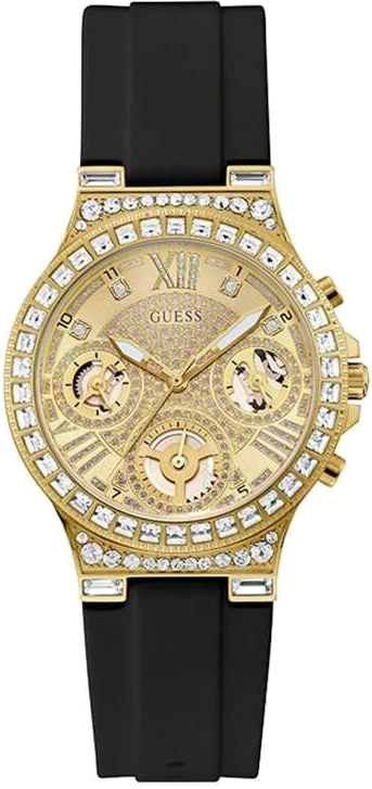 Montre Femme Guess Moonlight GW0257L1G bracelet silicone noir cadran multifonction