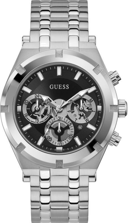 Montre Guess GW0260G1 Continental Acier Argent et Cadran Noir Multifonction