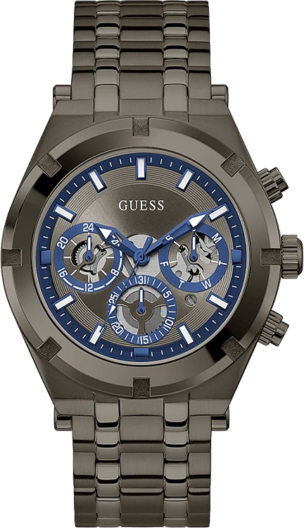 Montre Homme Guess Gunmetal 44mm Boîtier GW0260G3 Gunmetal Cadran Acier Inoxydable Bracelet Multifonction