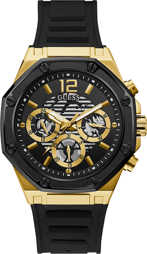 Montre Homme Guess Gold Tone 44mm Case GW0263G1 Cadran noir multifonction