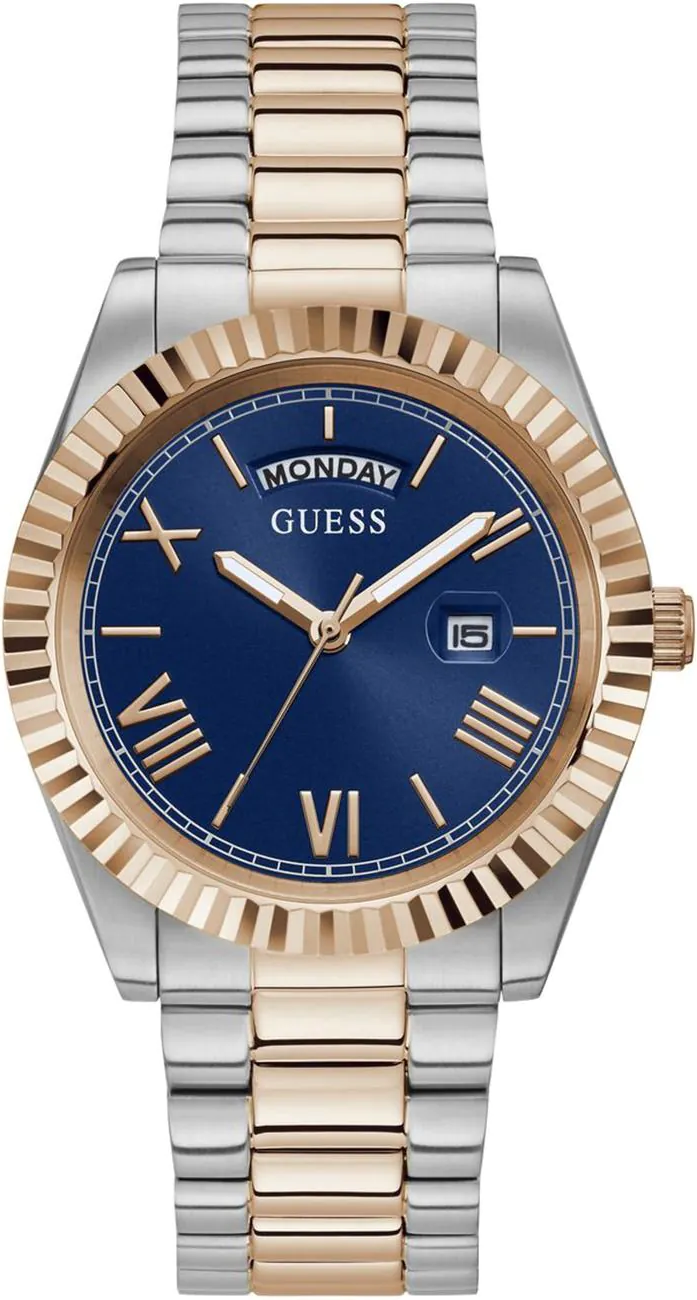 Montre Homme Guess Connoisseur GW0265G12 bracelet acier bicolore cadran bleu