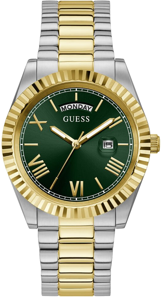 Montre Homme Guess Connoisseur GW0265G8 bracelet acier bicolore cadran vert