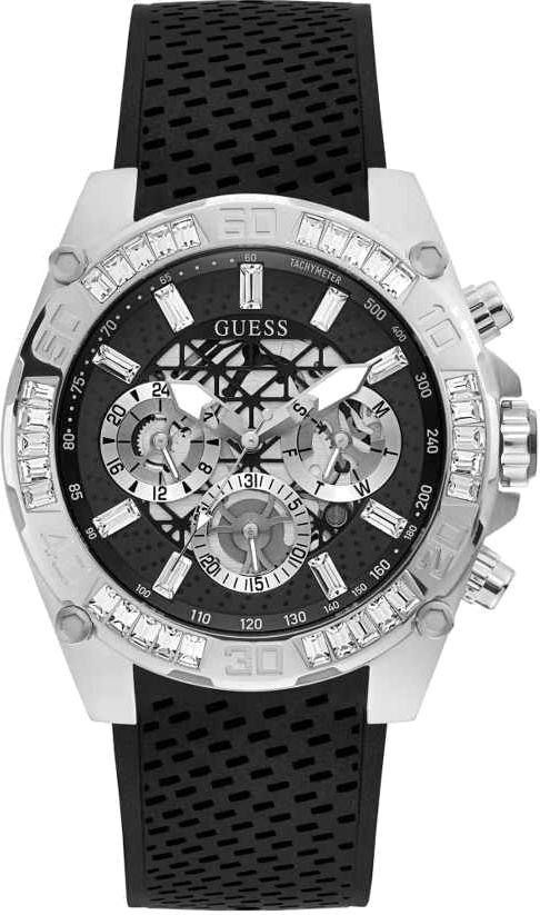Montre Homme Guess Trophy GW0333G1 bracelet silicone noir cadran multifonction