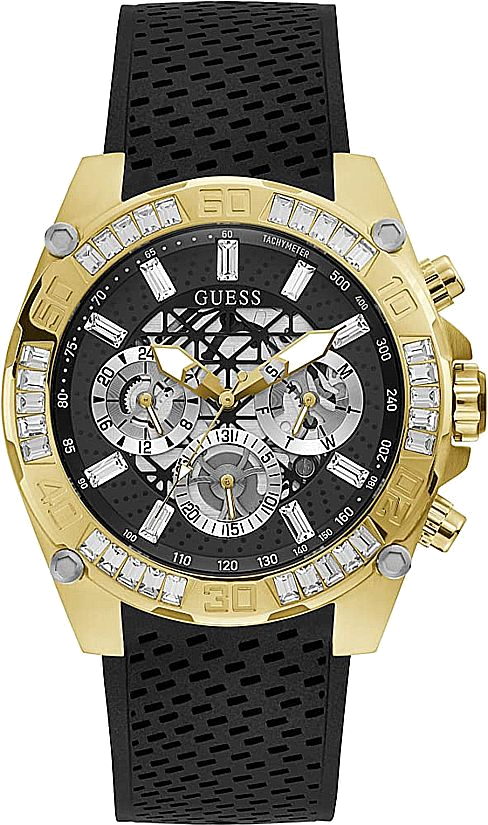 Montre Homme Guess GW0333G2 Cadran Noir Bracelet en Silicone Multifonction