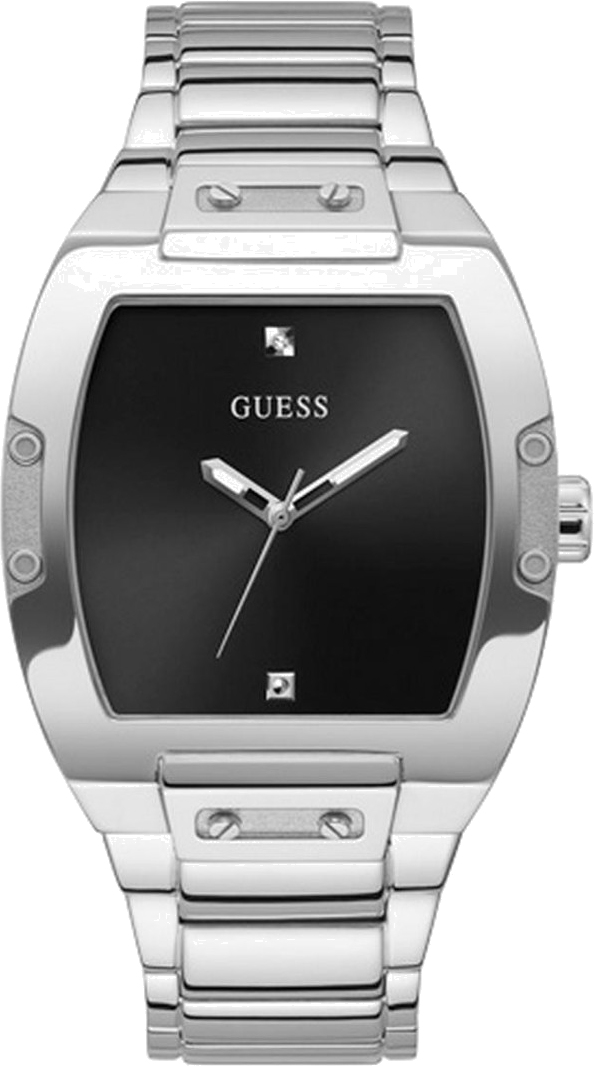 Montre Homme Guess Phoenix GW0387G1 cadran noir bracelet argent en acier