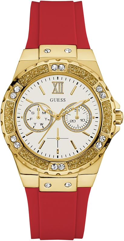 Montre Guess Glitz GW0431L1 Multifonction bracelet Silicone Rouge