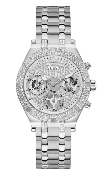 Montre Femme Guess Heiress GW0440L1 bracelet acier argent boitier argent orné de strass