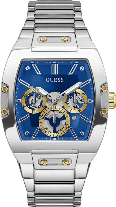 Montre Homme Guess Phoenix GW0456G5 bracelet acier argent cadran bleu multifonction