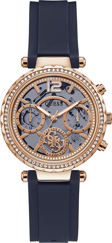 Montre Femme Guess GW0484L2 Cadran squelette bracelet en silicone noir