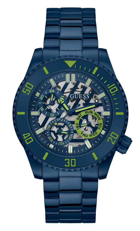 Montre Homme Axle Guess GW0488G4 bracelet acier bleu cadran squelette