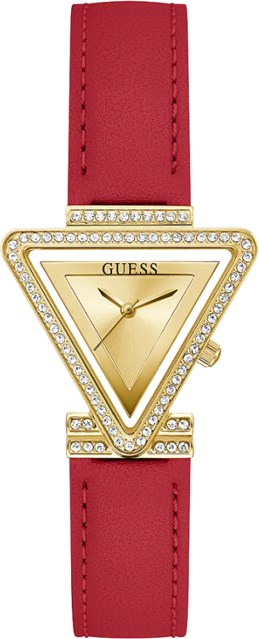 Montre Femme Guess Fame GW0504L2 Boîtier Triangle Doré et Cuir Rouge