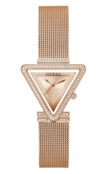 Montre Femme Guess GW0508L3 bracelet or rose boitier triangle orné de strass